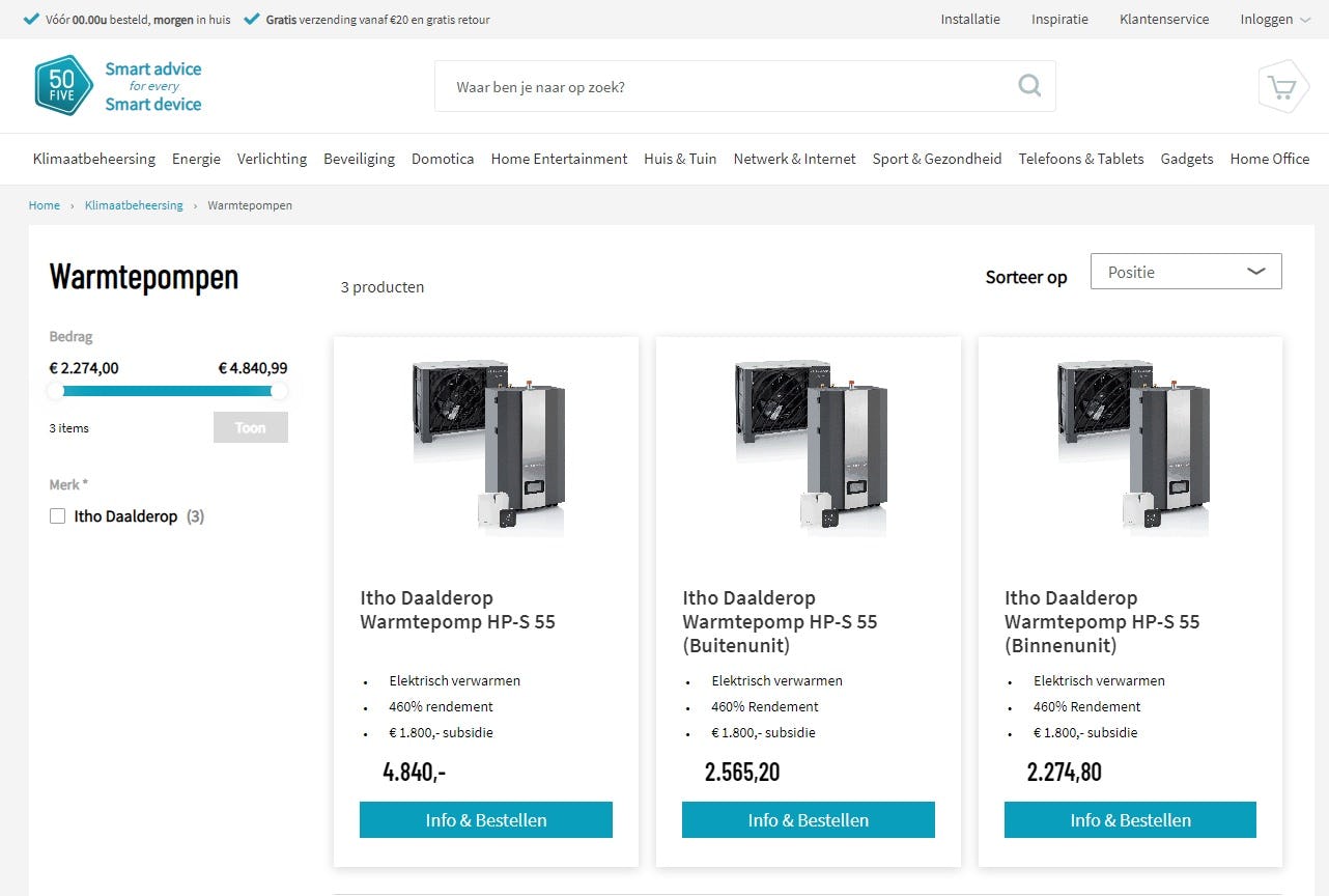 Online platform verkoopt en installeert warmtepompen direct bij consument