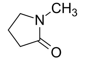 Schematische voorstelling van een Polyvinylpyrrolidon-molecuul.