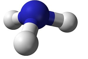 Schematische weergave ammoniakmolecuul.