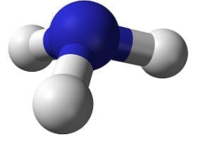 Schematische weergave ammoniakmolecuul.
