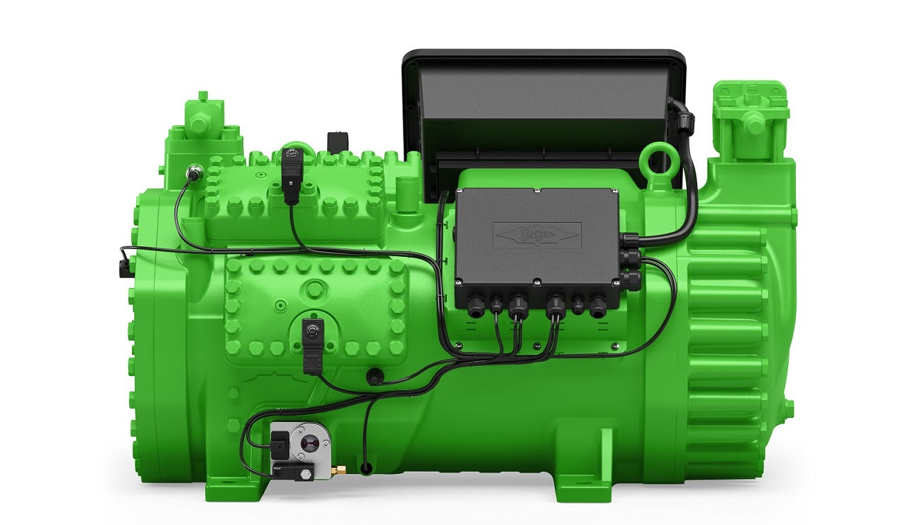 Pronkstuk van Bitzer: de nieuwe achtcilinder CO2-compressor.