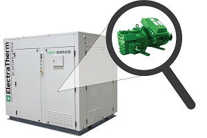 De ElectraTherm-generator op restwarmte is voorzien
van een Bitzer-compressor.