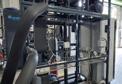 Gedeelte van het demonstratiemodel van de CO₂-vriesunit, gebouwd door de Italiaanse firma Enex.