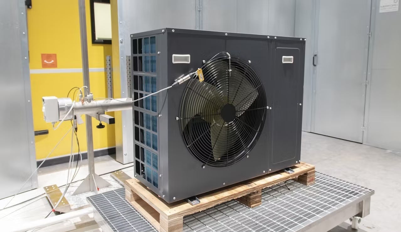 Warmtepomptest in het laboratorium van KIWA.