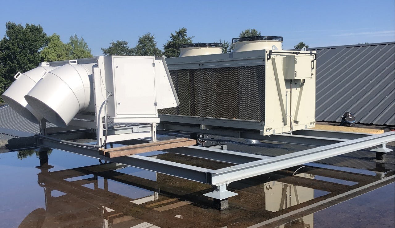 Een losse verdamper kan worden toegepast om een supermarkt te voorzien van extra warmte. 