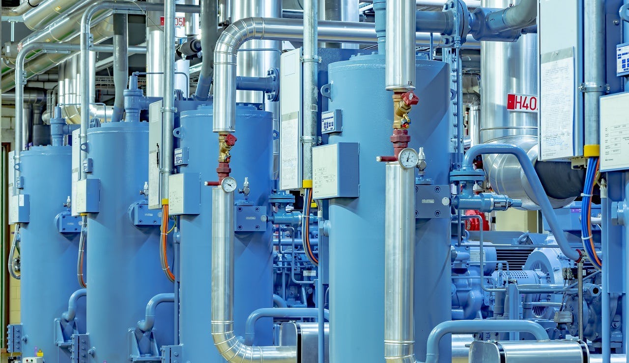 Voorbeeld van een koelinstallatie
gevuld met ammoniak als koudemiddel.