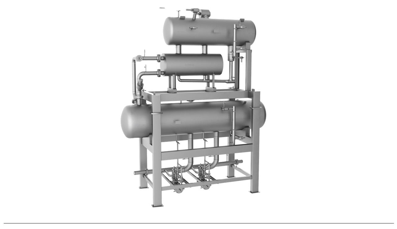 Render van shell and plate-cascadesysteem.