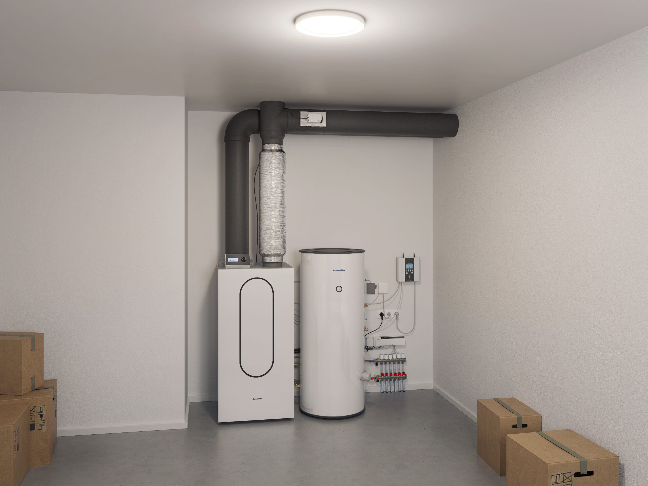 Het water in het nieuwe boilervat Sunsmart Max kan met een elektrisch element of de warmtepomp worden opgewarmd.