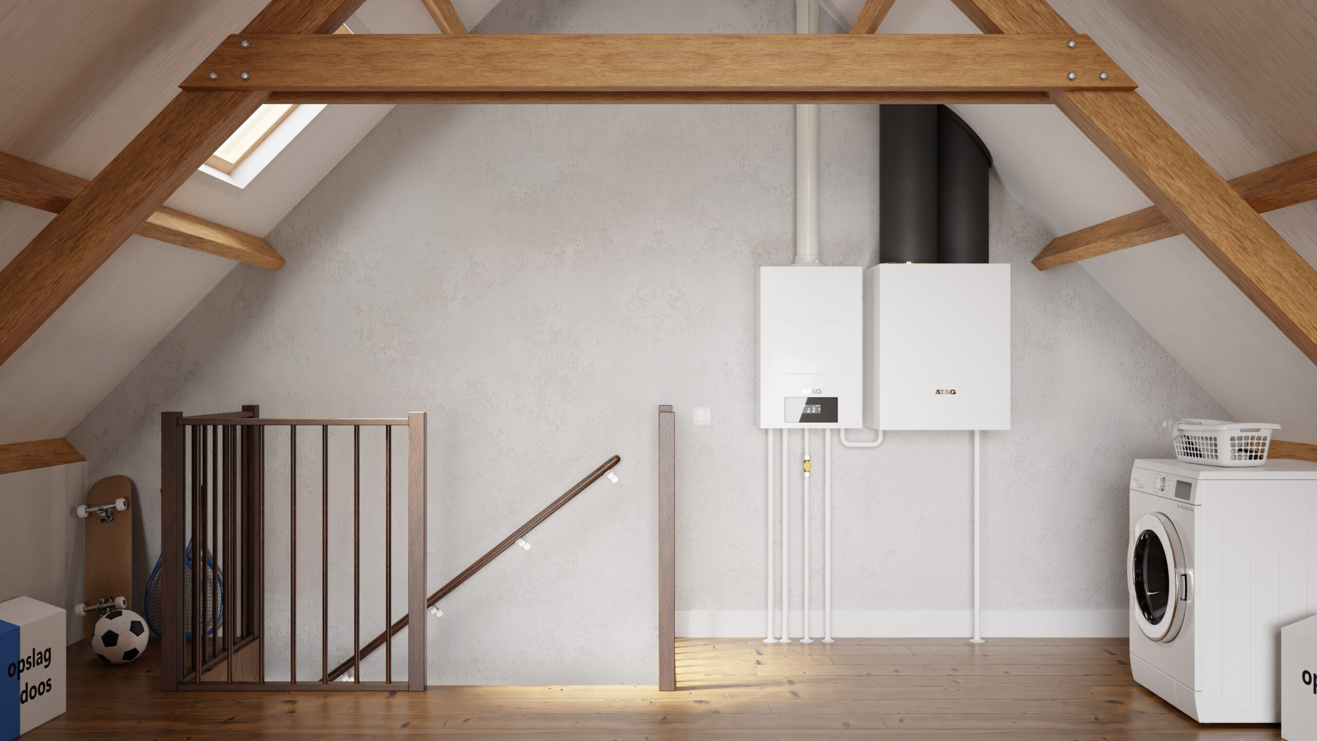 De ATAG Interion geplaatst op een Nederlandse zolder.