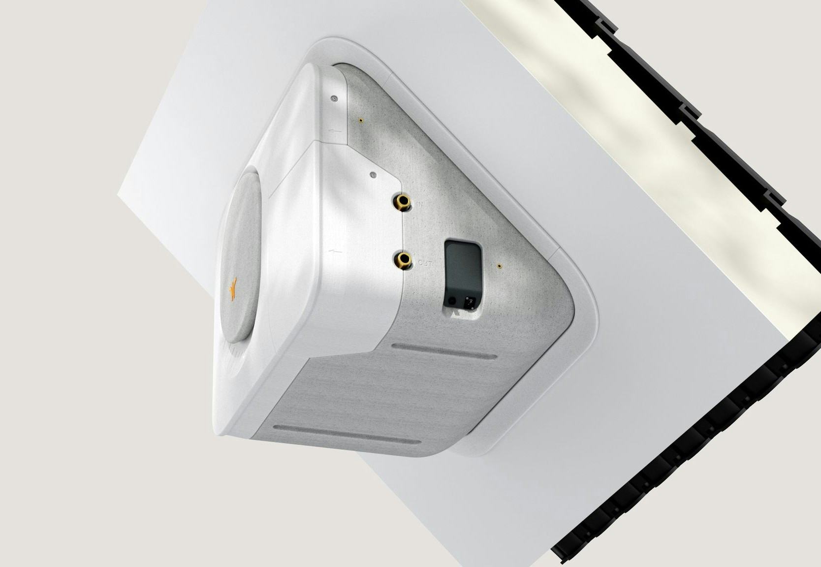 De Swift hangt aan het dak waarbij geen trillingen (geluid) aan het dak worden overgebracht.