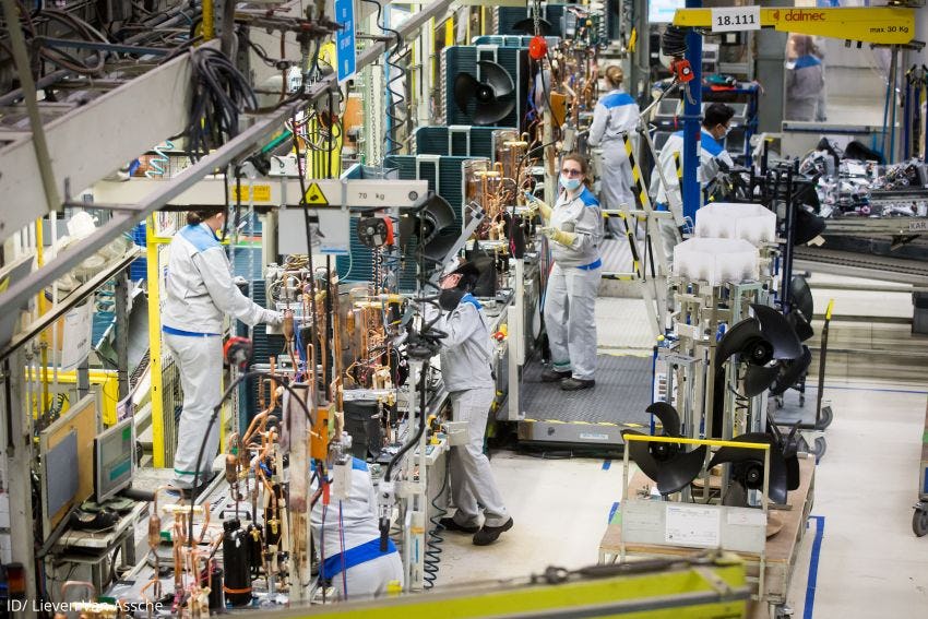 Fabriek van Daikin in Oostende waar het Japanse bedrijf warmtepompen voor de Europese markt produceert. (Foto: Daikin)