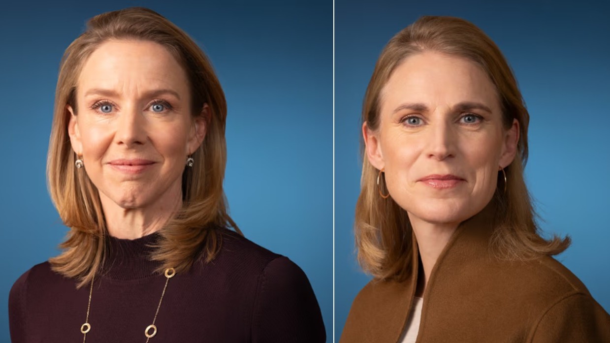 Volgens ministers Stientje van Veldhoven-van der Meer (links) en Elanor Boekholt-O'Sullivan zijn warmtepompen aan alle kanten goed voor woningbezitters. Daardoor is de normering volgens hen niet alleen goed voor de planeet, maar stuurt de maatregel ook woningbezitters in de goede richting.